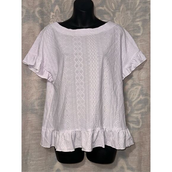 NEW WITH TAGS Counterparts white  flare Sleeves Blouse Shirt Sz small white - Picture 2 of 5